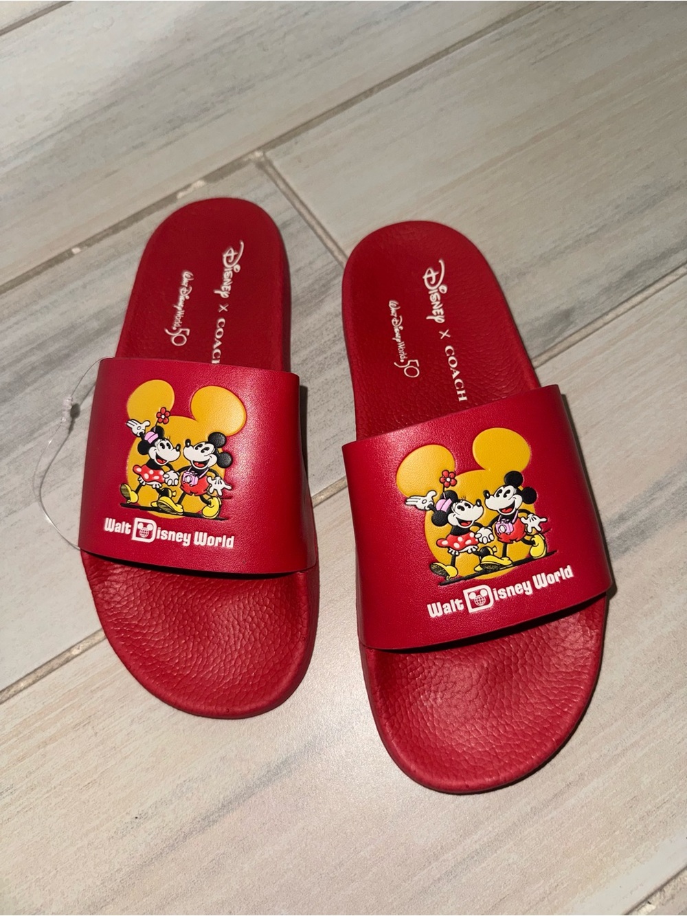 Disney x Coach Mickey & Minnie Mouse Slide Sandals 50th anniversary